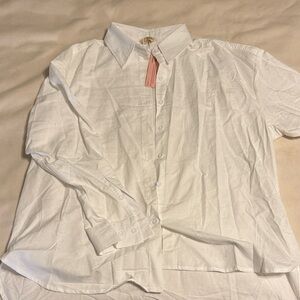 Oversized Button Down White Women's Long Sleeve Shirt